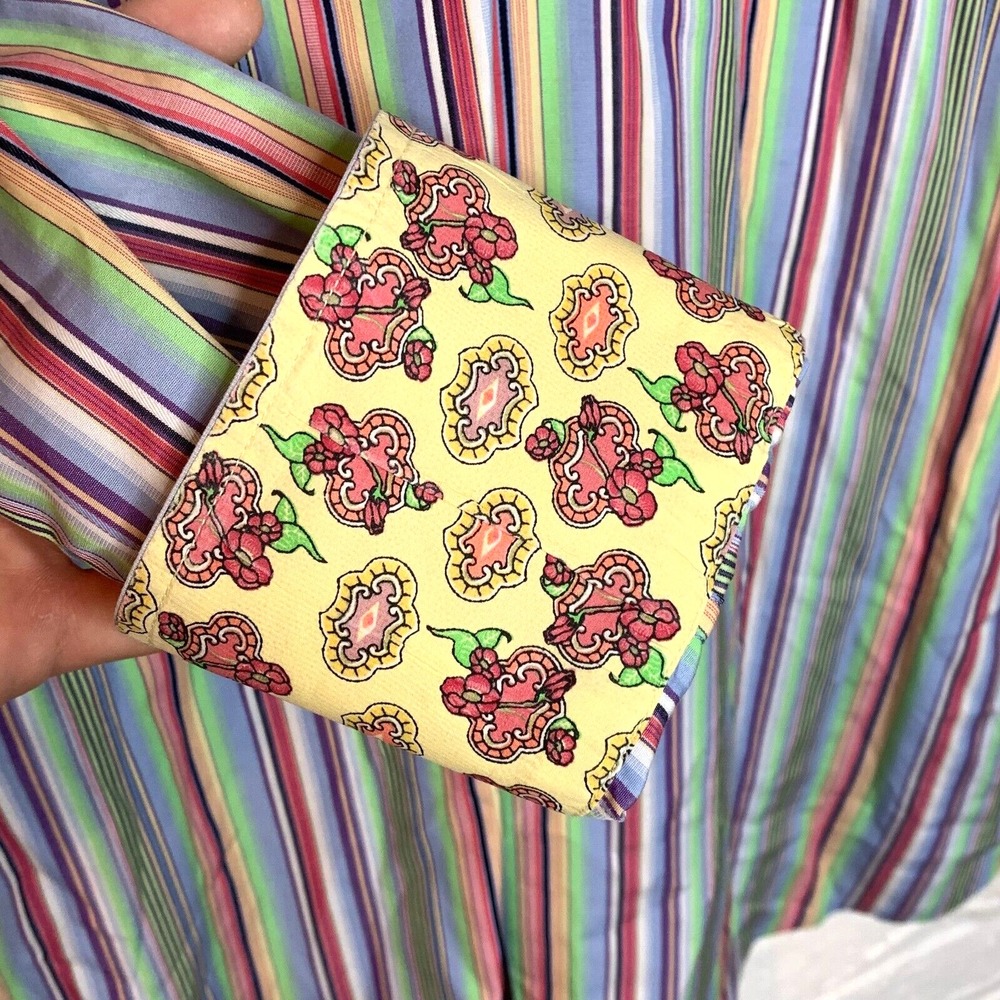 Robert Graham Mens Medium Multicolor Flip Cuff Striped Shirt LS Button Front - Picture 4 of 4